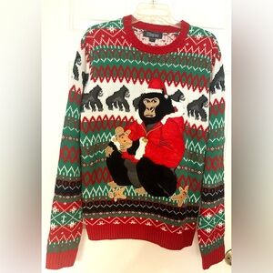 33 Degrees Holiday Ugly Sweater Grumpy Gorilla Sweater Size Large Christmas